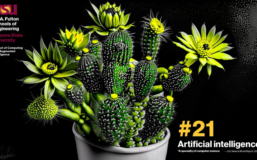 AI generated cactus with yellow flowers