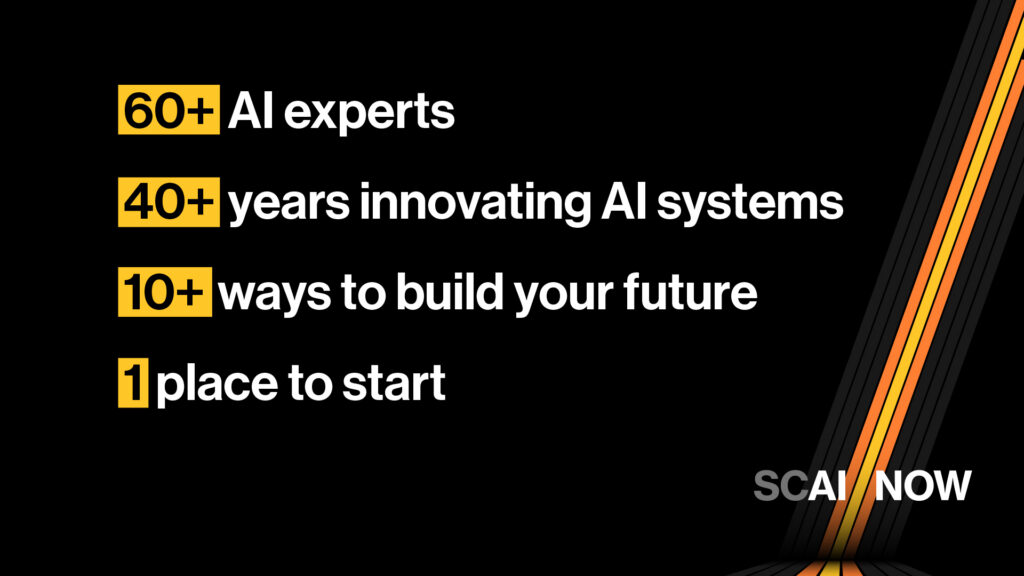 A graphic that describes SCAI's AI program